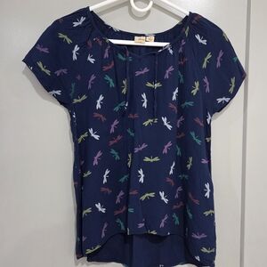 Mudd / Blue Top with Dragonfly Design / Size 16